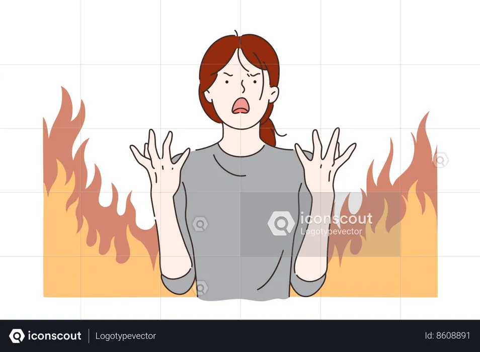 Woman is suffering from stressful situation  Illustration