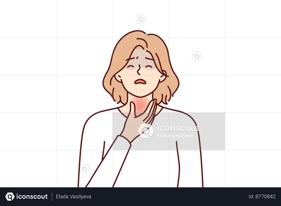 Woman is suffering from throat infection  Illustration