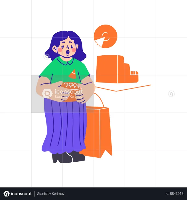 Woman Is Surprised At Her Savings  Illustration