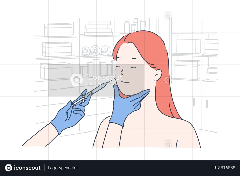 Woman is taking skin treatment  Illustration