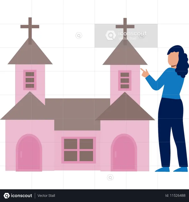 Woman is talking about Christian church  Illustration