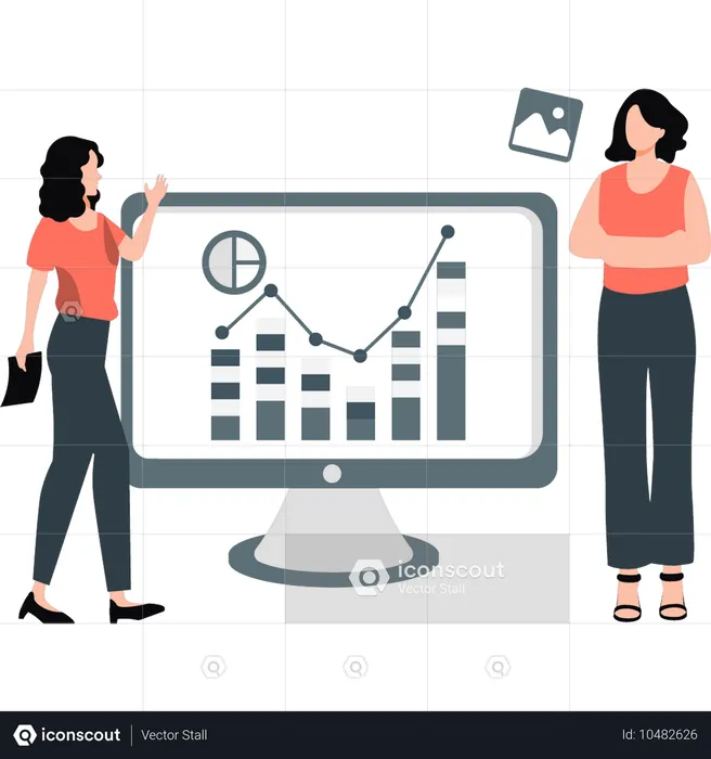 Woman is talking business rising graph  Illustration