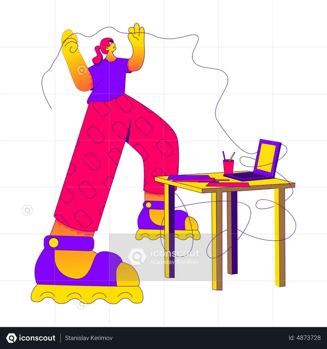 Woman is tangled up in work  Illustration