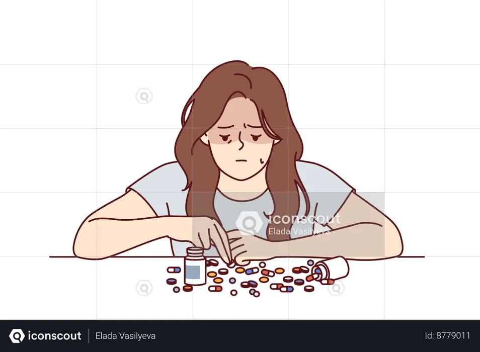 Woman is trying to suicide  Illustration