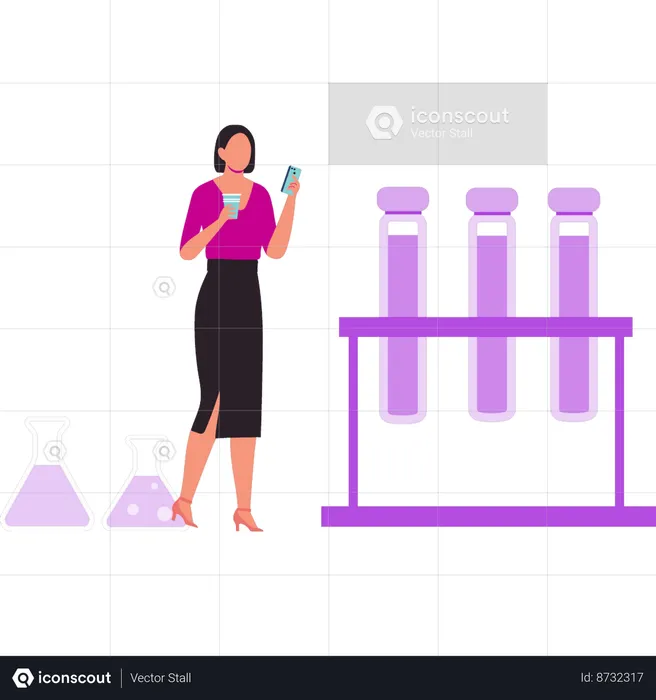 Woman is using a mobile phone  Illustration