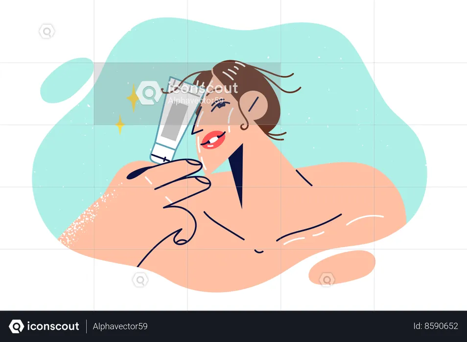 Woman is using ointment  Illustration