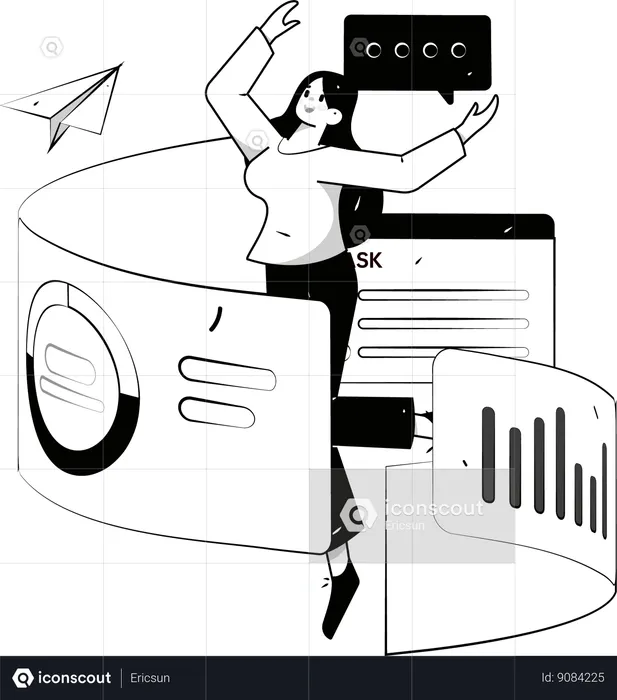 Woman is viewing at market research  Illustration