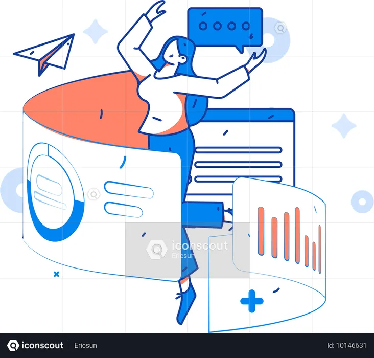 Woman is viewing at market research  Illustration