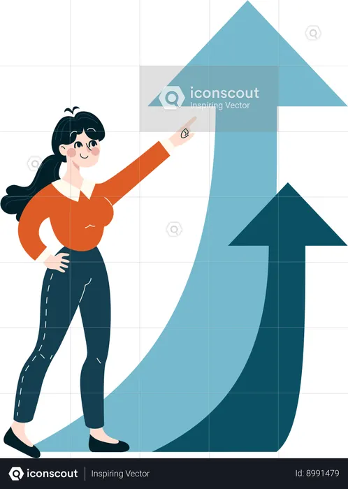 Woman is viewing business growth  Illustration