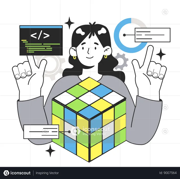 Woman doing  web developer  Illustration