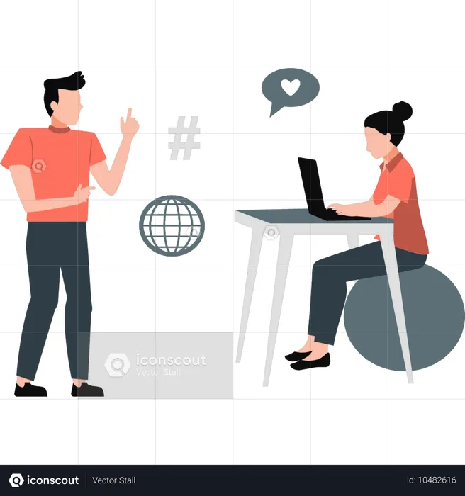 Woman is working on team feedback  Illustration