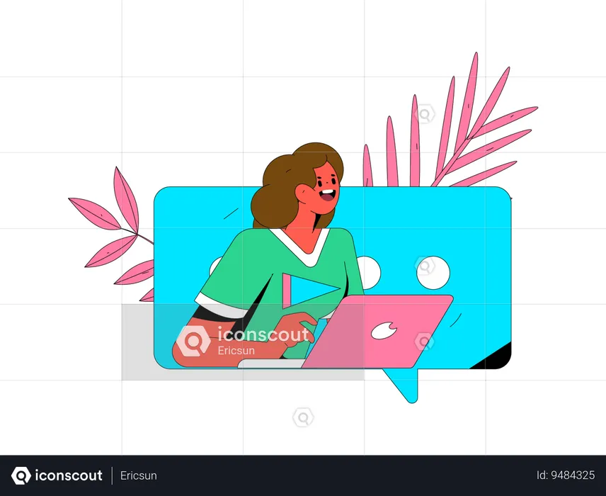 Woman is working online  Illustration