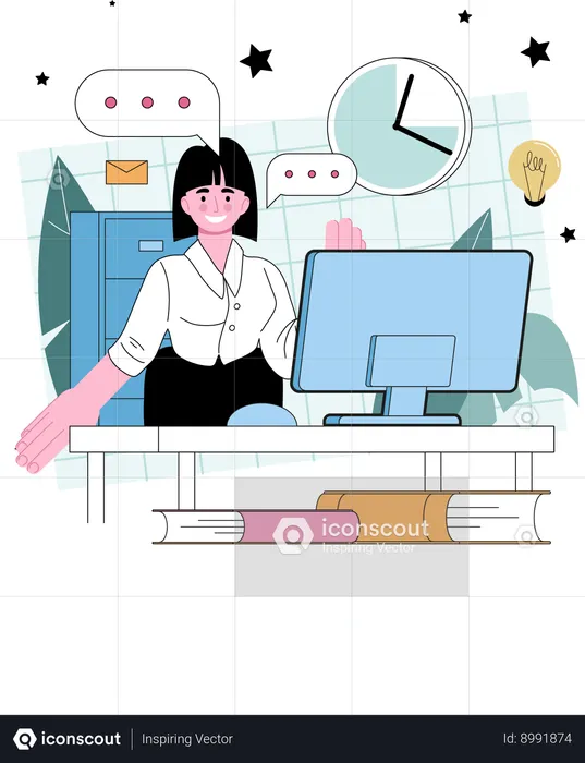 Woman is working online  Illustration