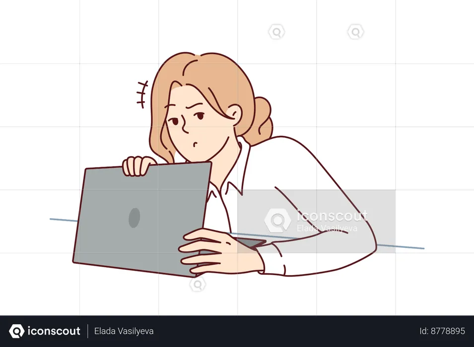 Woman is worried about deadlines  Illustration