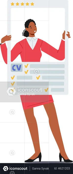 Woman Job Seeker with CV Application  Illustration