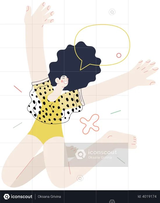 Woman jumping and feeling happy  Illustration