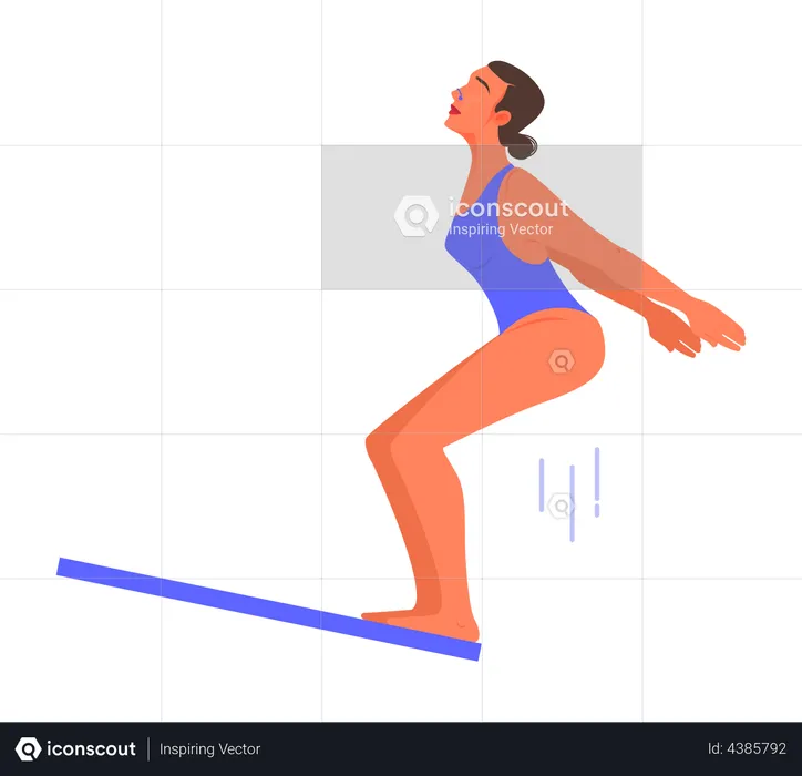 Woman jumping from a dive board into the water  Illustration