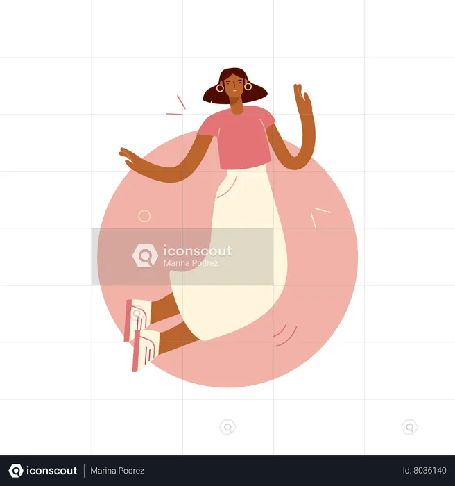 Woman Jumping In Air  Illustration