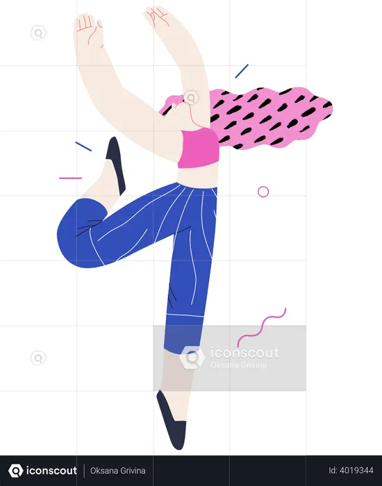 Woman Jumping In Air  Illustration