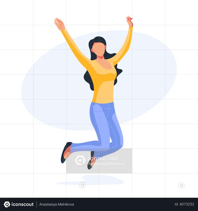 Woman jumping in air  Illustration