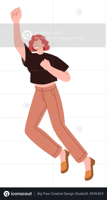 Woman jumping in air  Illustration