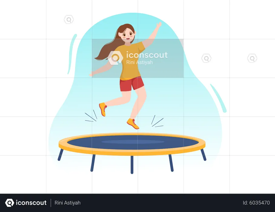 Woman jumping on Trampoline  Illustration