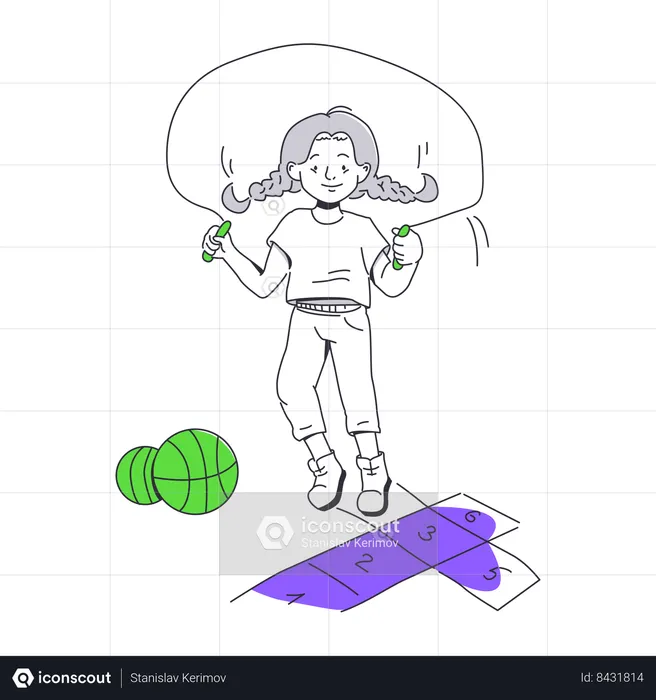 Woman jumping rope  Illustration