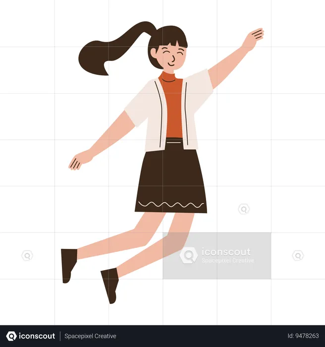 Woman jumping to celebrate happiness  Illustration