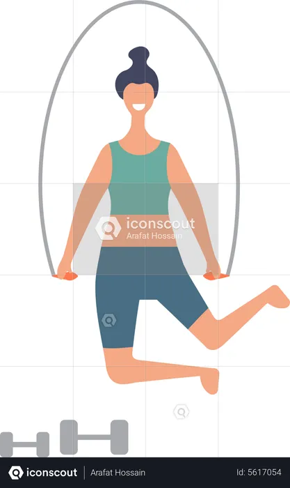 Woman jumping with rope  Illustration