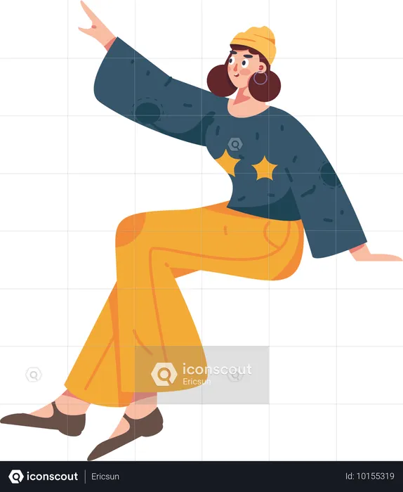 Woman jumps in air  Illustration