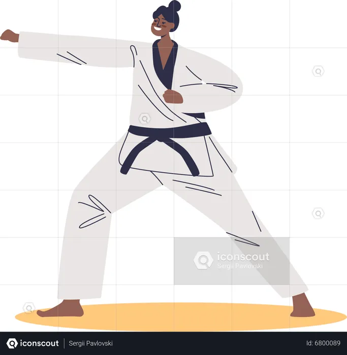 Woman karate fighter ready for fight  Illustration