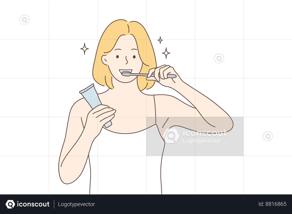 Woman keeps her teeth clean  Illustration