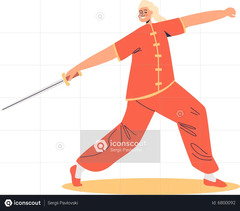 Woman kung fu fighter  Illustration