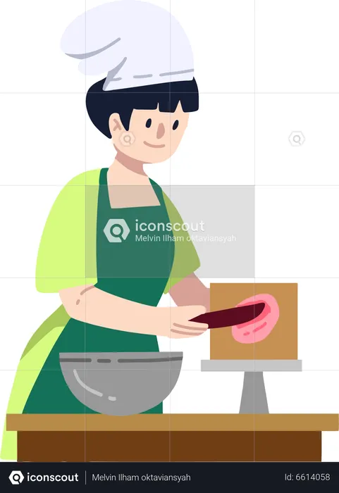 Woman learning culinary skills  Illustration