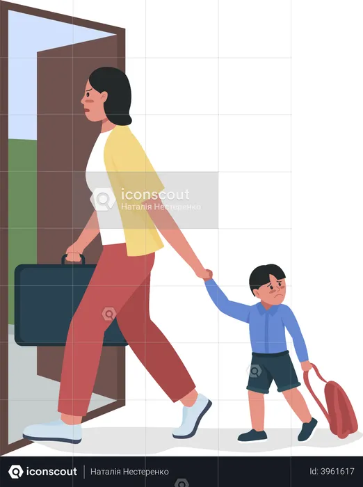 Woman leaves marriage with child  Illustration