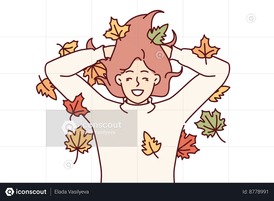 Woman lies in autumn park  Illustration