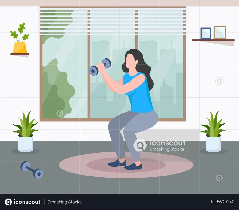 Woman lifting dumbbell  Illustration