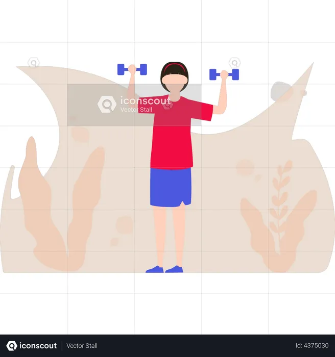 Woman lifting dumbbells  Illustration