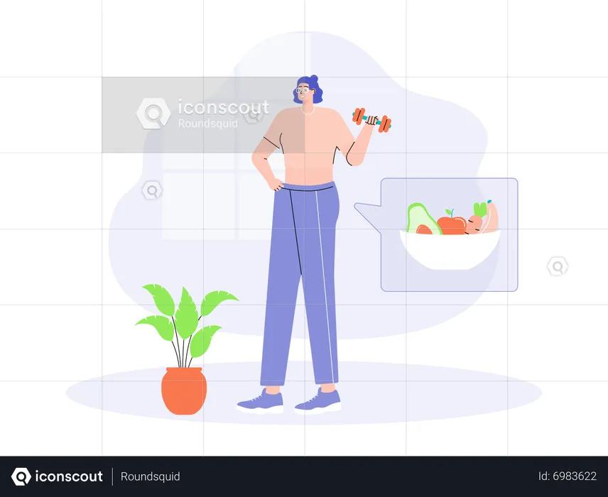 Woman lifting dumbbells  Illustration