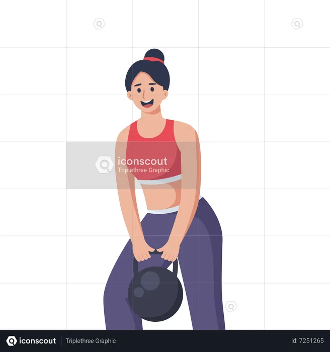 Woman lifting kettle ball  Illustration