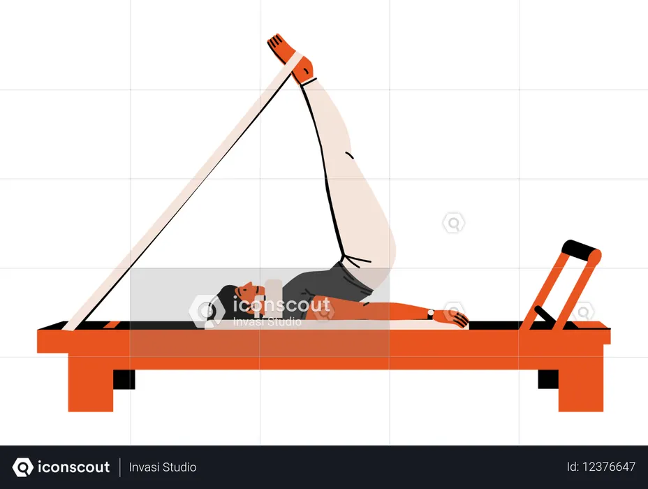 Woman Lifting Legs on Reformer  Illustration