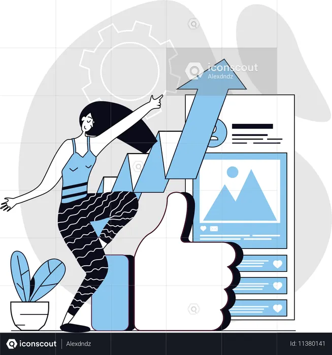 Woman likes post on social media application  Illustration
