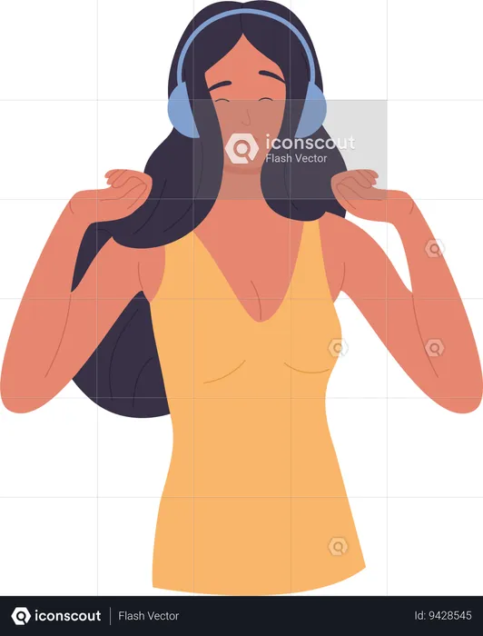 Woman listen music  Illustration
