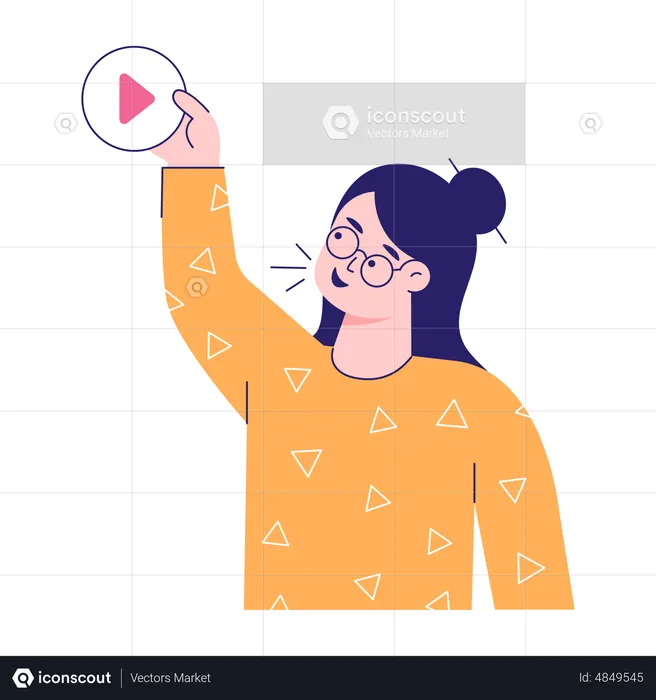 Woman Listening Audio  Illustration