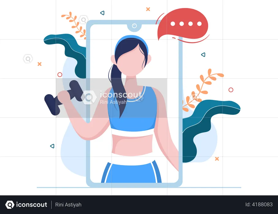 Woman live streaming workout  Illustration