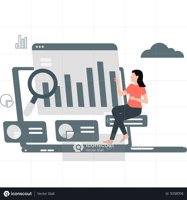Woman looking at business chart  Illustration