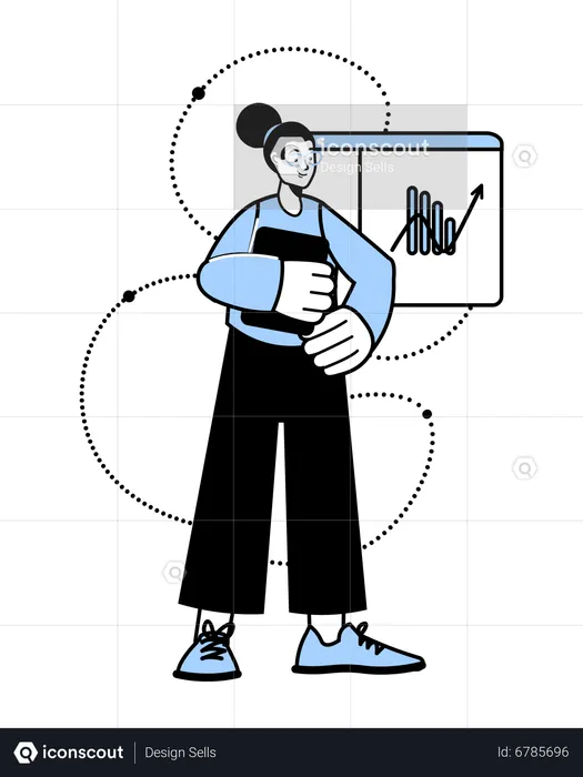 Woman looking at business statistics  Illustration