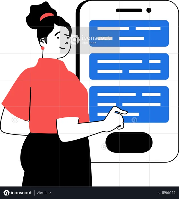 Woman looking at clients chat  Illustration