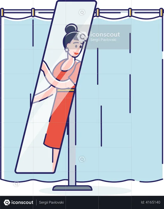 Woman looking at mirror  Illustration