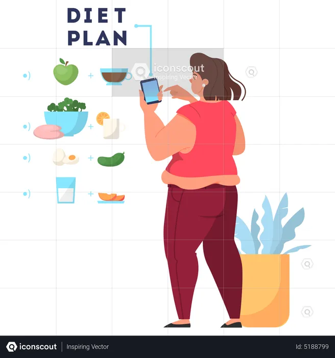 Woman looking diet plan  Illustration